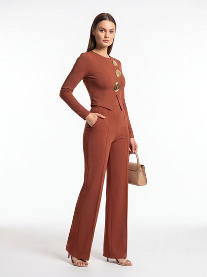 Elegant Stylish Jumpsuit with Pockets & Comfortable Fit for Commuting by Jamota One-Pieces Jumpsuits