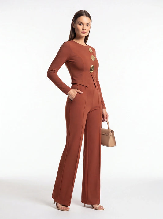 Elegant Stylish Jumpsuit with Pockets & Comfortable Fit for Commuting by Jamota One-Pieces Jumpsuits