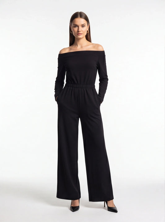 Sleek Black Jumpsuit for Women | Tailored Fit & Versatile Design - Jamota