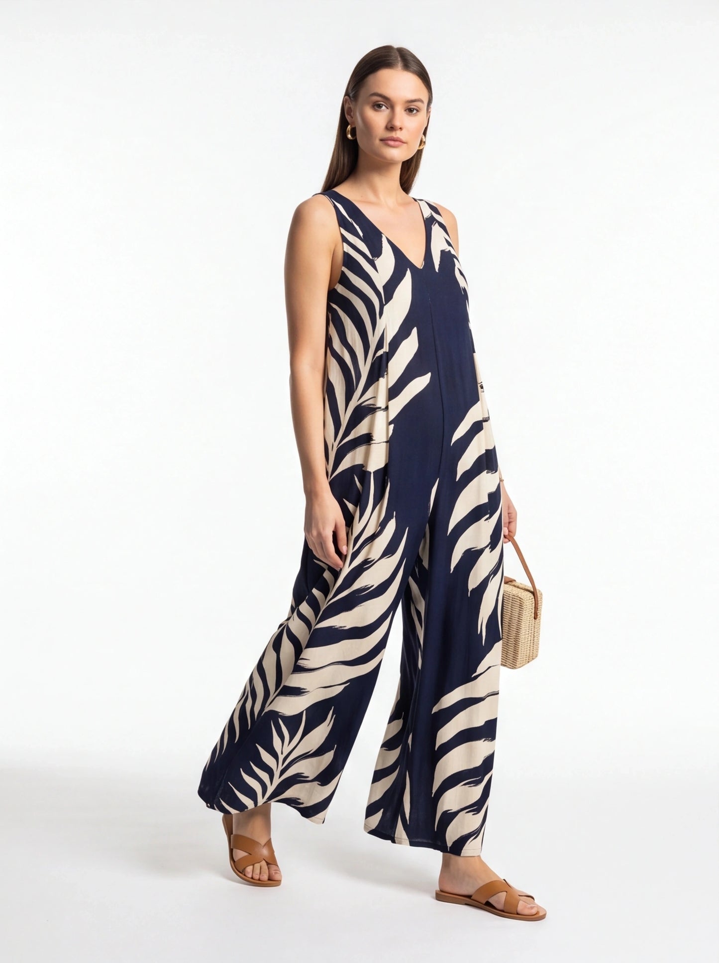 Stylish Tropical Print Jumpsuit for Women | Comfortable & Versatile by Jamota One-Pieces Jumpsuits