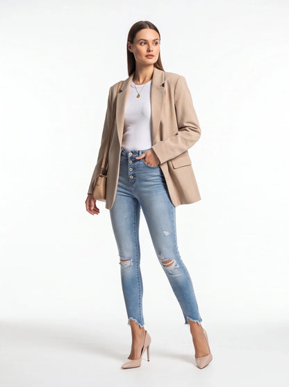 Stylish Ripped Denim Pants for Women | High-Waisted & Comfortable Fit