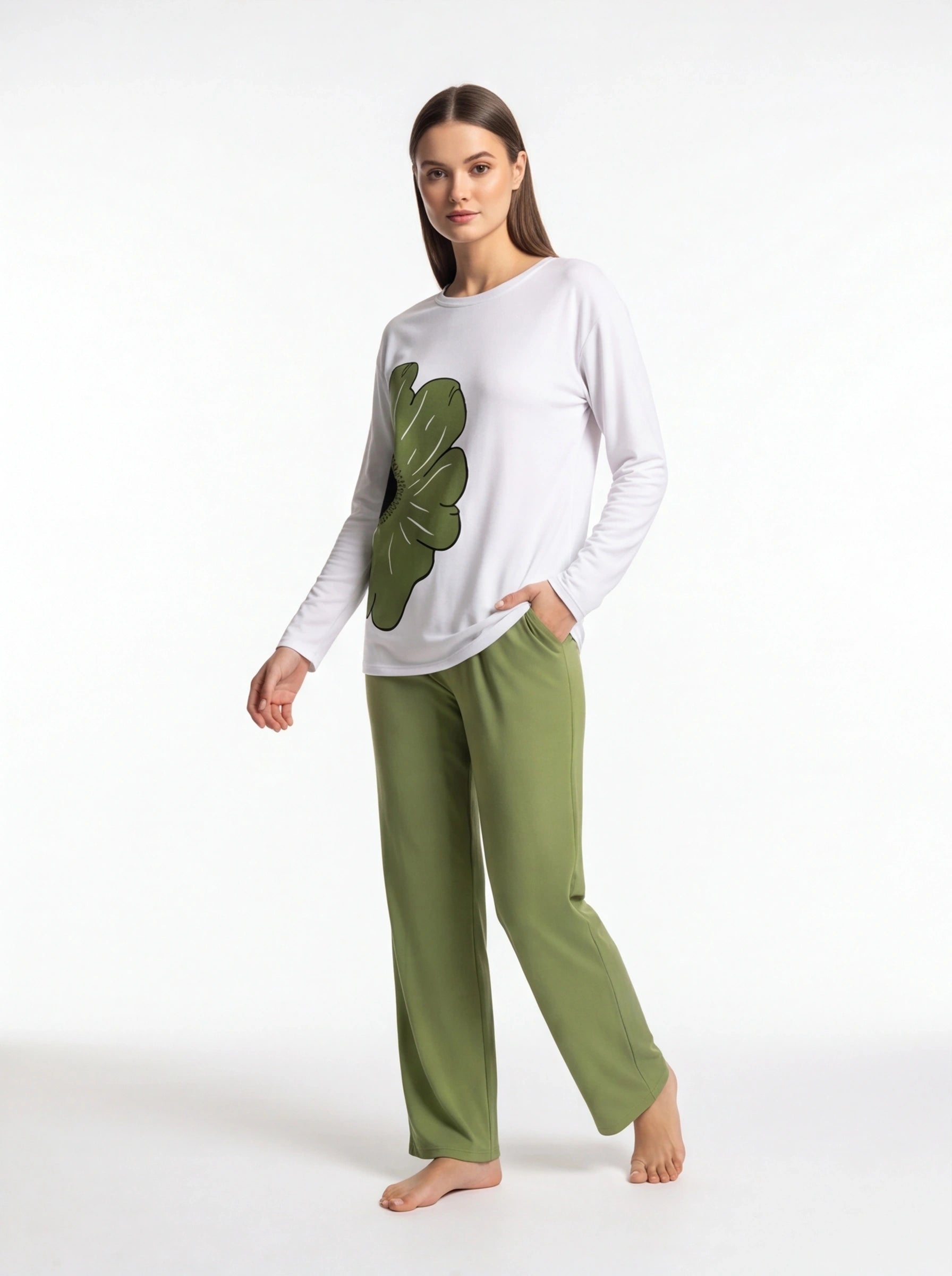 Floral Pajama Set for Women | Soft Fabric & Elastic Waist Pants by Jamota Pajamas Pajamas