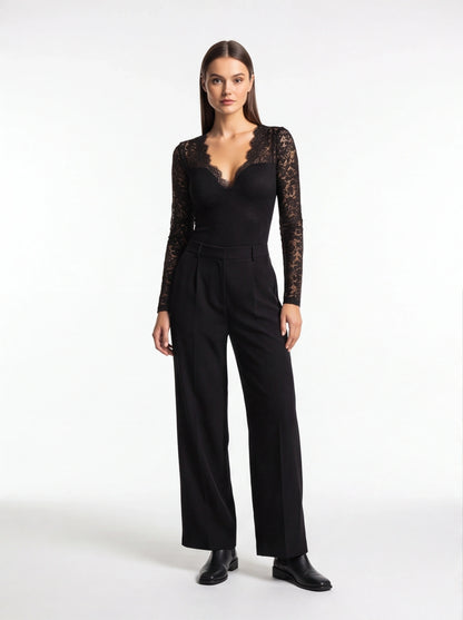 Elegant Sheer Long Sleeve Blouse with Button Details & Relaxed Fit - Jamota