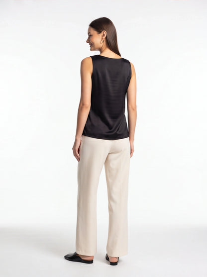 Chic Lightweight Draped Tank Top with Elegant Flow and Versatile Style