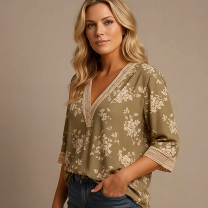 Elegant Ruffled Long Sleeve Blouse with Soft Fabric & Classic Fit by Jamota Blouses Blouses