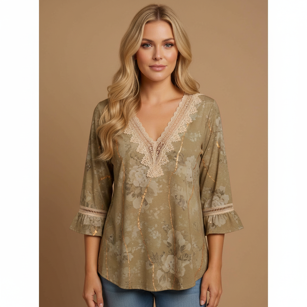 Elegant Ruffled Long Sleeve Blouse with Soft Fabric & Classic Fit by Jamota Blouses Blouses