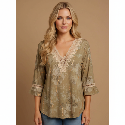 Elegant Ruffled Long Sleeve Blouse with Soft Fabric & Classic Fit by Jamota Blouses Blouses