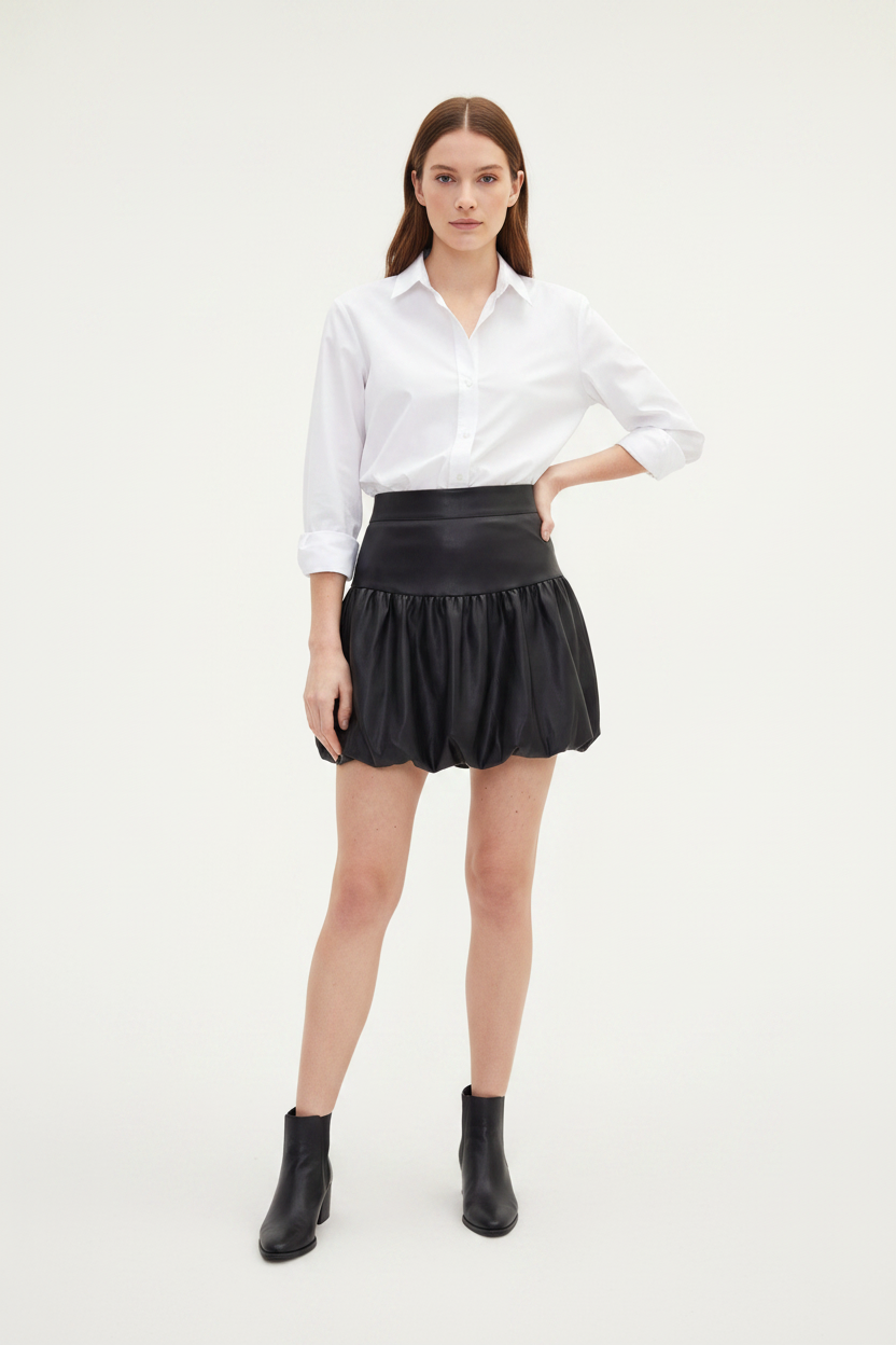 Black Mini Skirt Bubble Silhouette by Jamota Skirts Skirts