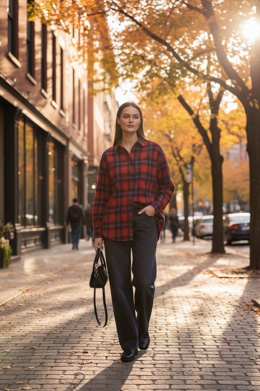 Stylish Oversized Red Plaid Shirt | Soft Fabric & Comfortable Fit by Jamota Shirts Casual Shirts