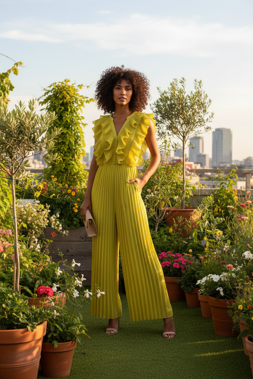 Lightweight Wide-Leg Jumpsuit with Pockets by Jamota One-Pieces Jumpsuits