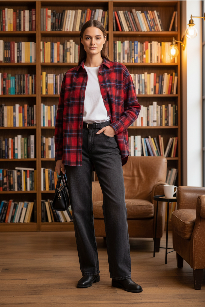 Stylish Oversized Red Plaid Shirt | Soft Fabric & Comfortable Fit by Jamota Shirts Casual Shirts