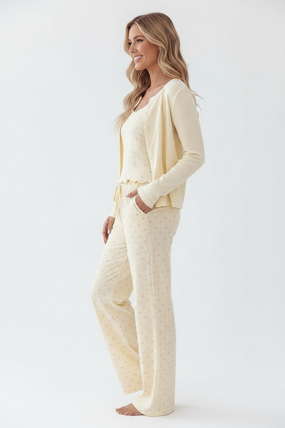 Floral Pajama Set | Soft Cami & Cardigan with Pockets | Cozy Loungewea by Jamota Pajamas Pajamas