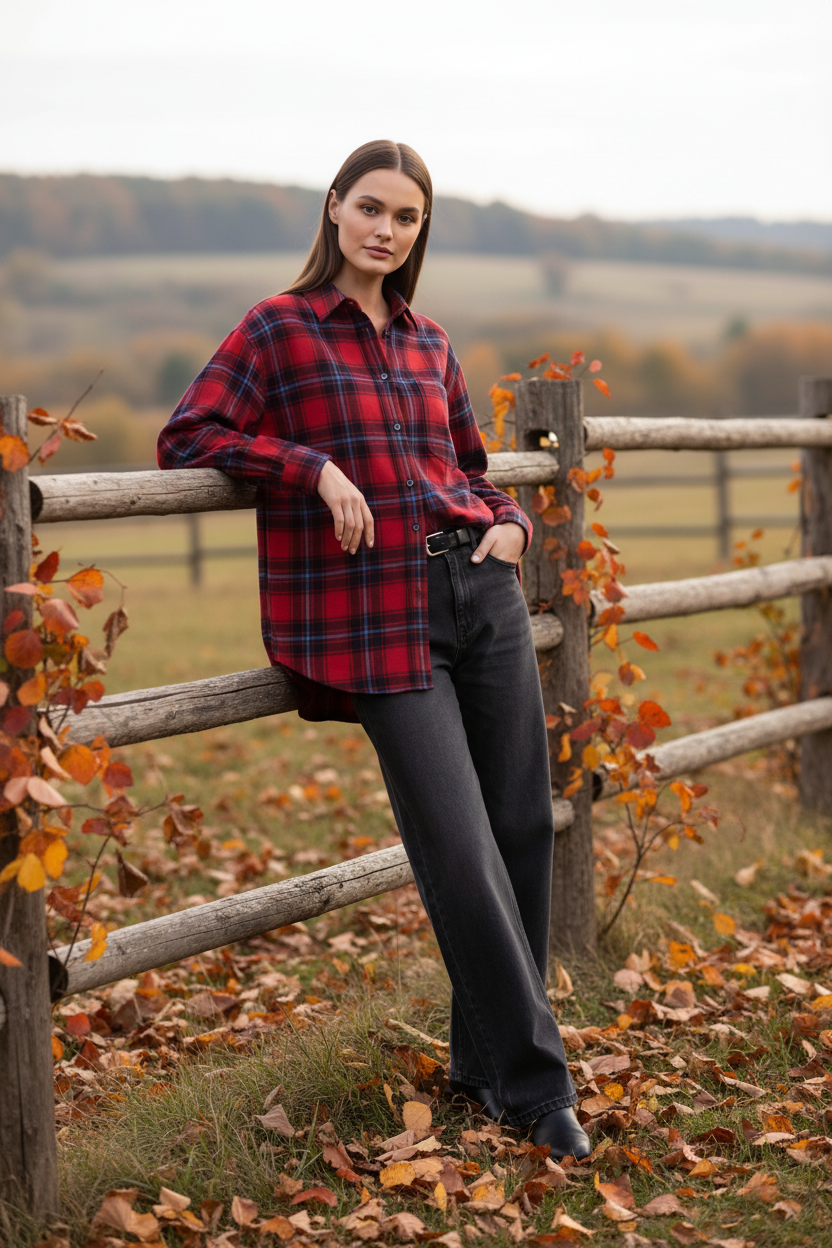 Stylish Oversized Red Plaid Shirt | Soft Fabric & Comfortable Fit by Jamota Shirts Casual Shirts