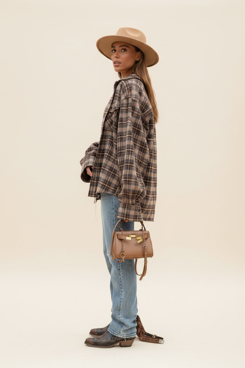 Cozy Oversized Plaid Shirt | Soft Cotton Blend | Relaxed Fit by Jamota Shirts Shirts