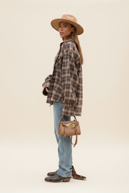Cozy Oversized Plaid Shirt | Soft Cotton Blend | Relaxed Fit by Jamota Shirts Shirts