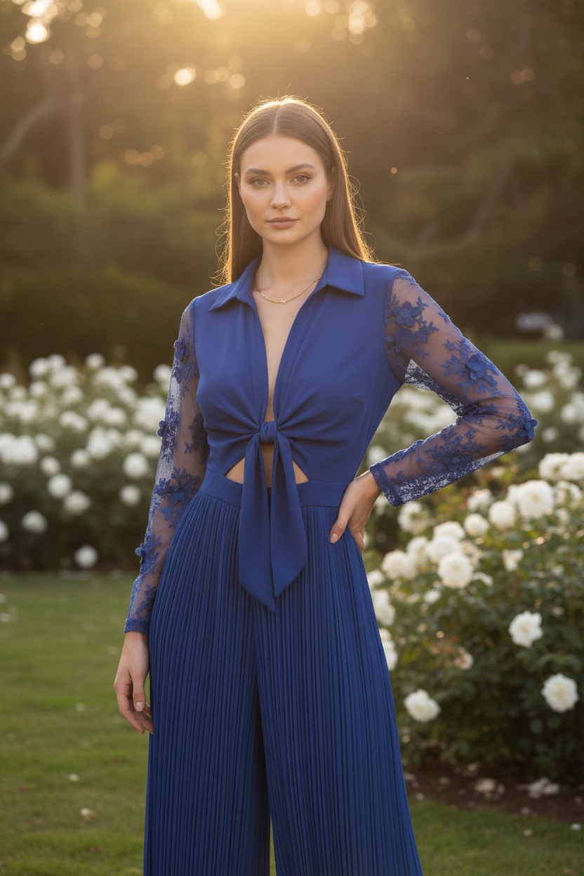Elegant Blue Jumpsuit for Women | Tailored Fit & Comfortable Fabric - Jamota