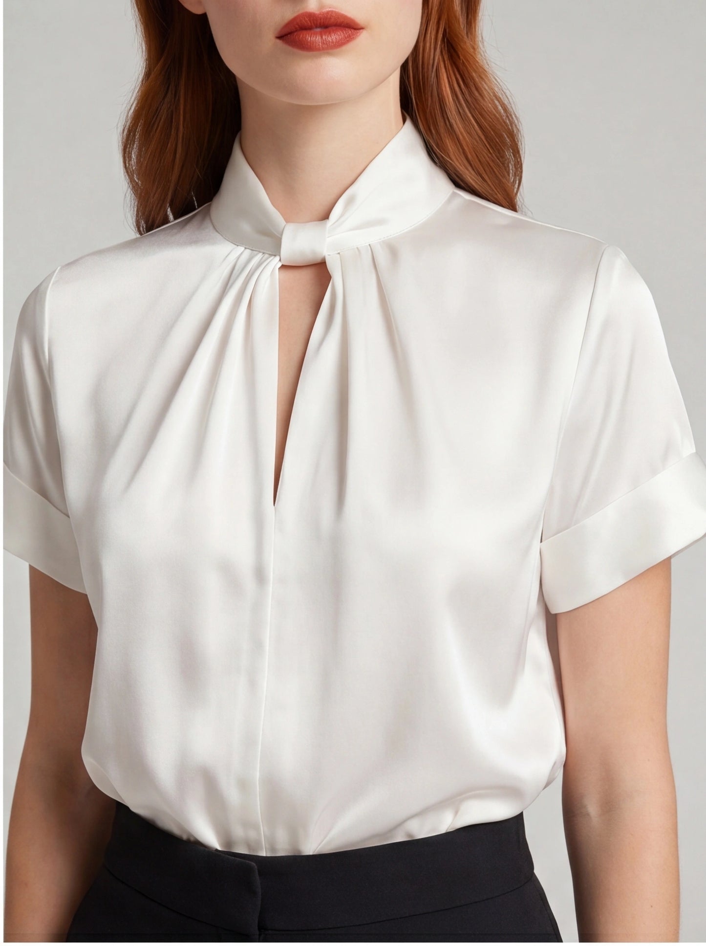 Elegant Silky High Neck Blouse with Comfortable Fit and Versatile Desi by Jamota Clothing Tops Women's Tops