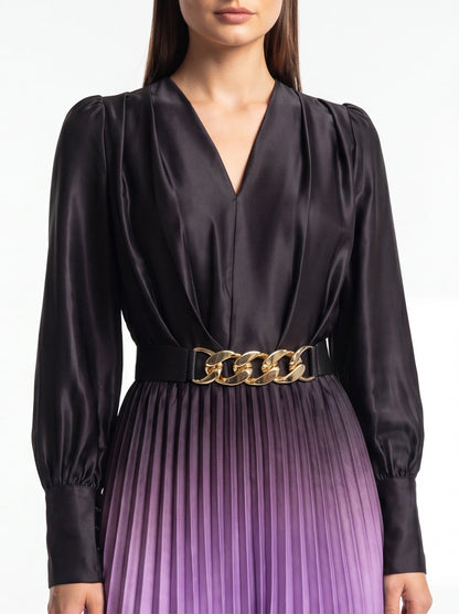 Stylish Ombre Midi Dress with Elegant Sleeves and Flattering Fit by Jamota Dresses Women's Dresses