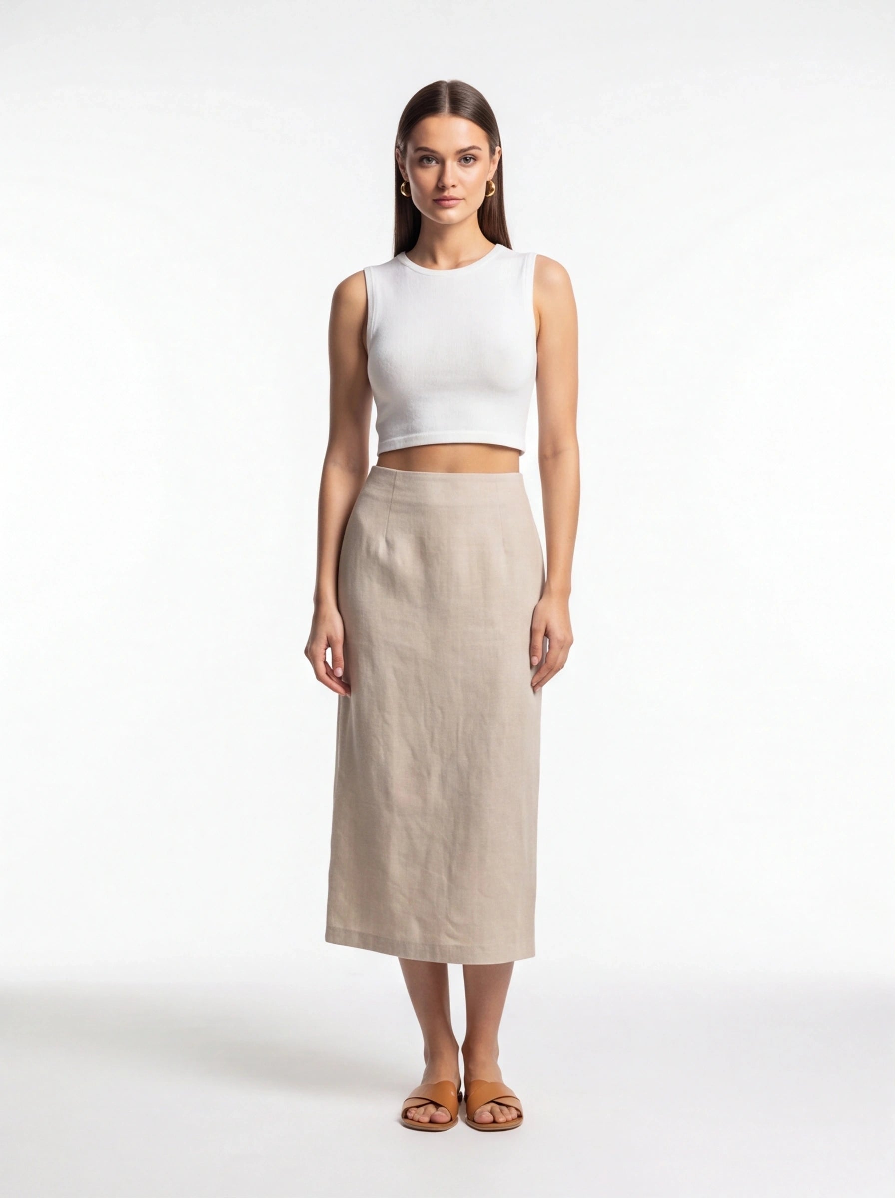 Stylish White Sleeveless Crop Top with Soft Fabric and Tailored Fit by Jamota T-Shirts T-Shirts