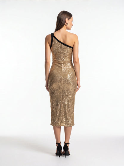 Glamorous Sequin Bodycon Midi Dress with Stretch Fit and Elegant Desig