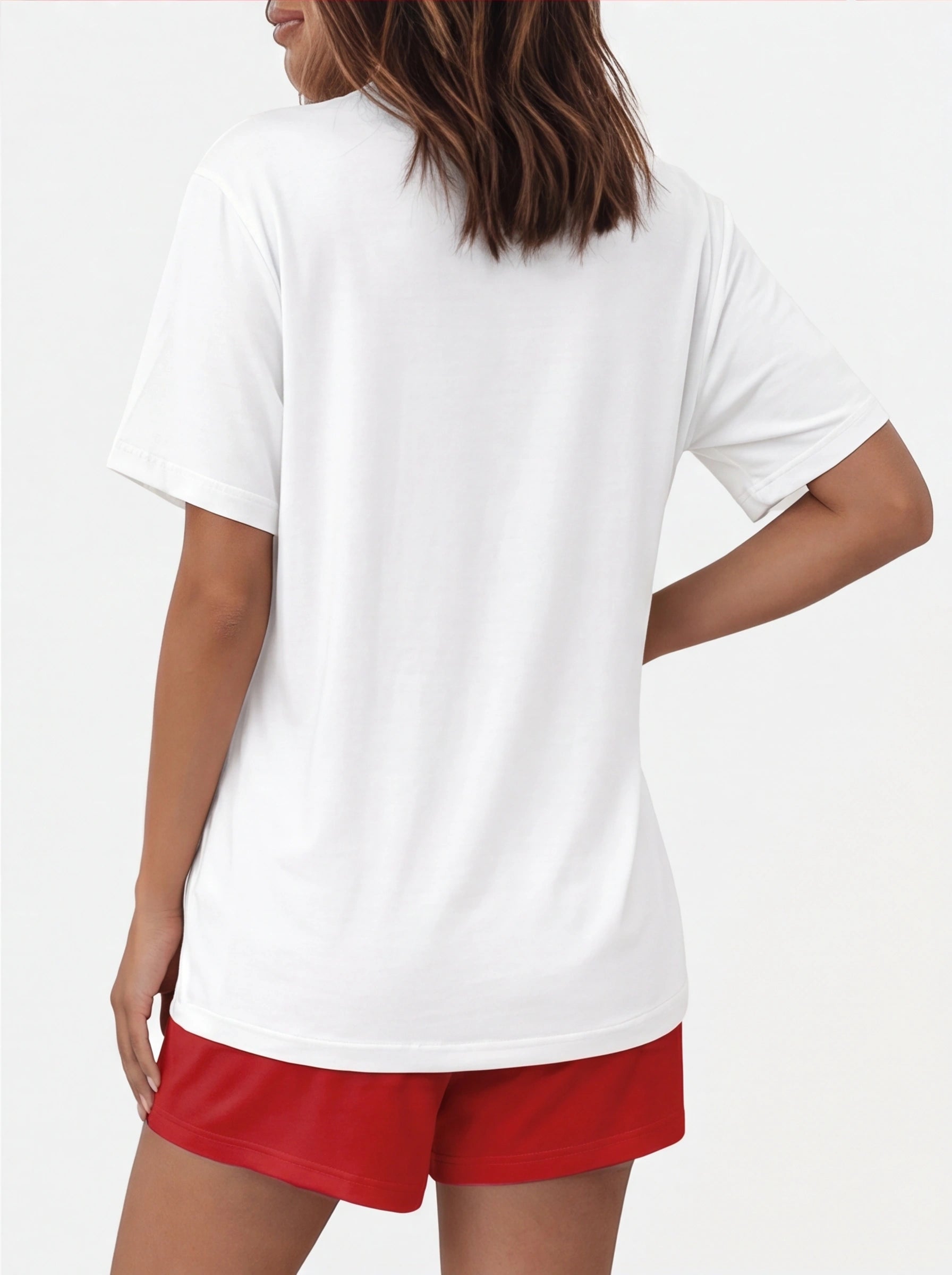 Chic Lounge Set | Women's Graphic Print Top & Elastic Waist Shorts by Jamota Loungewear Loungewear