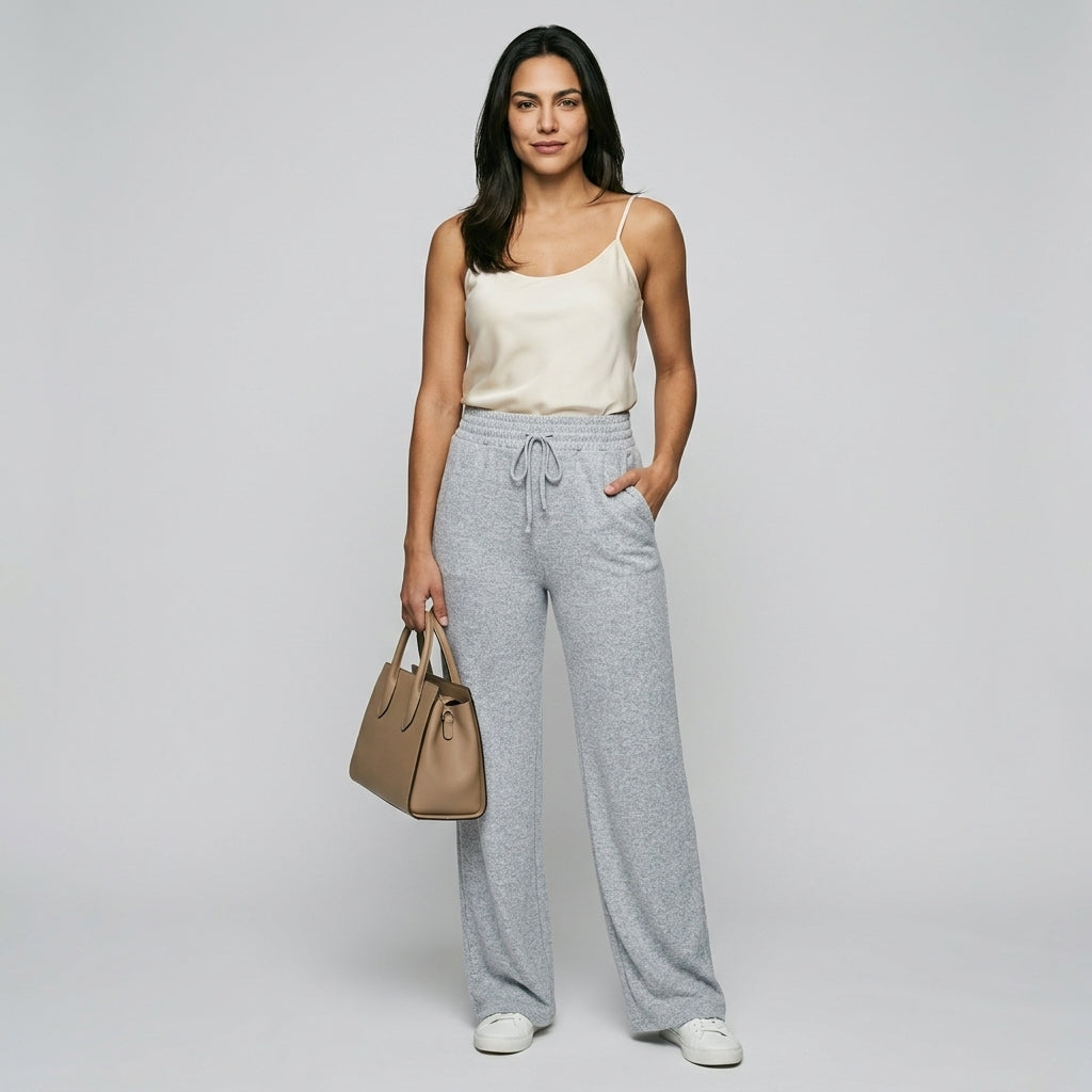 Comfortable Relaxed Wide Leg Pants with Soft Fabric and Elastic Waist - Jamota