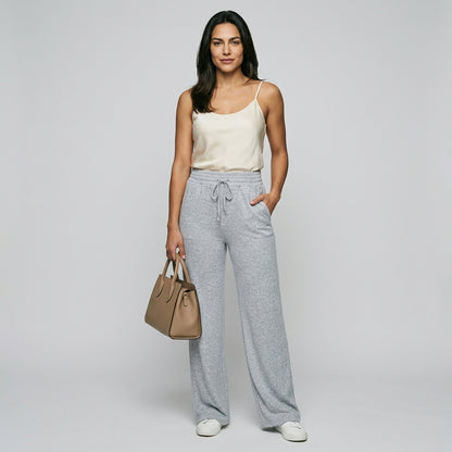 Comfortable Relaxed Wide Leg Pants with Soft Fabric and Elastic Waist - Jamota