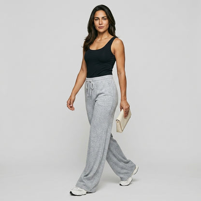 Comfortable Relaxed Wide Leg Pants with Soft Fabric and Elastic Waist - Jamota