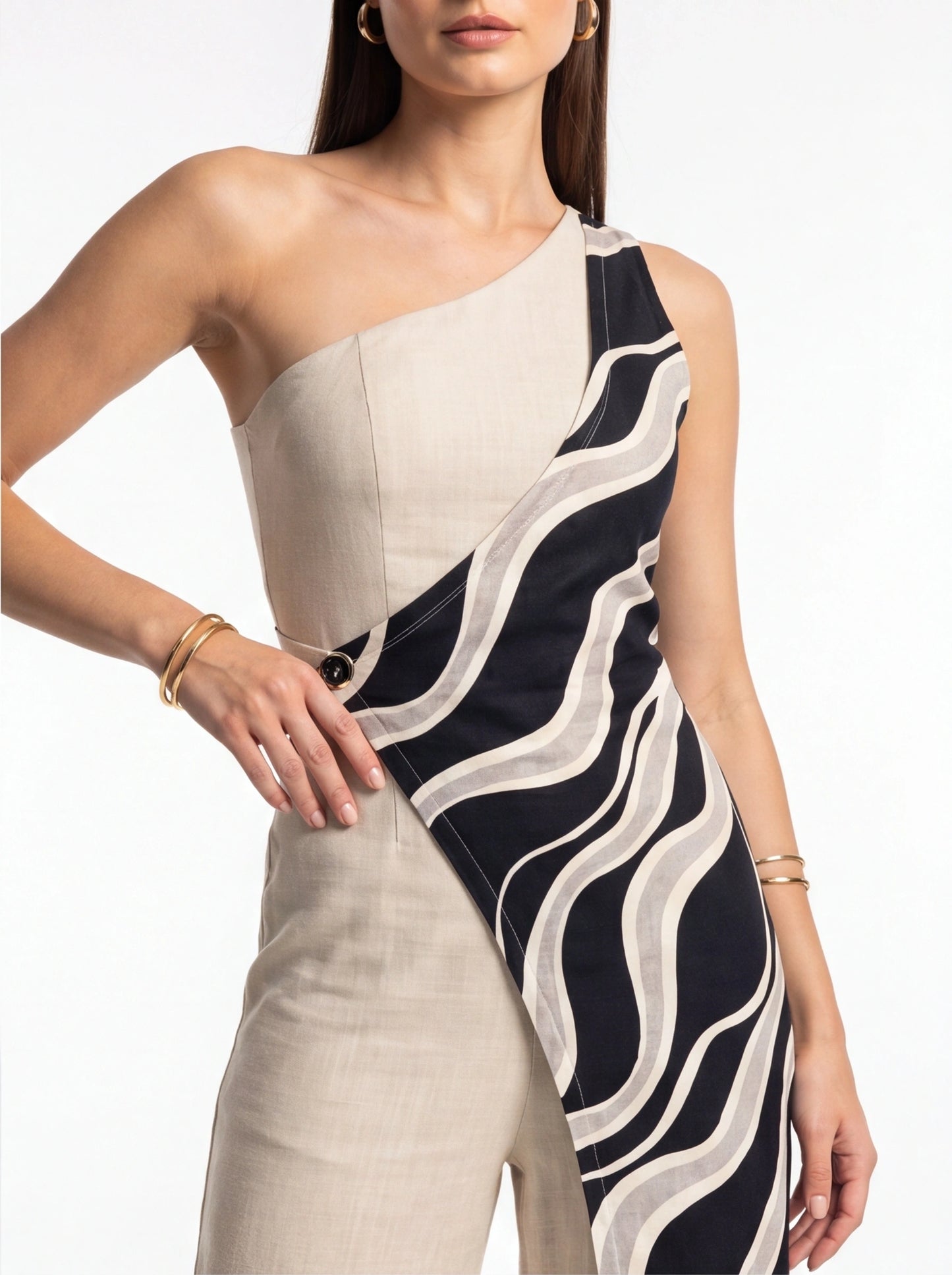 Chic Colorblock Wide-Leg Jumpsuit for Women | Elegant Design, Comforta by Jamota One-Pieces Jumpsuits