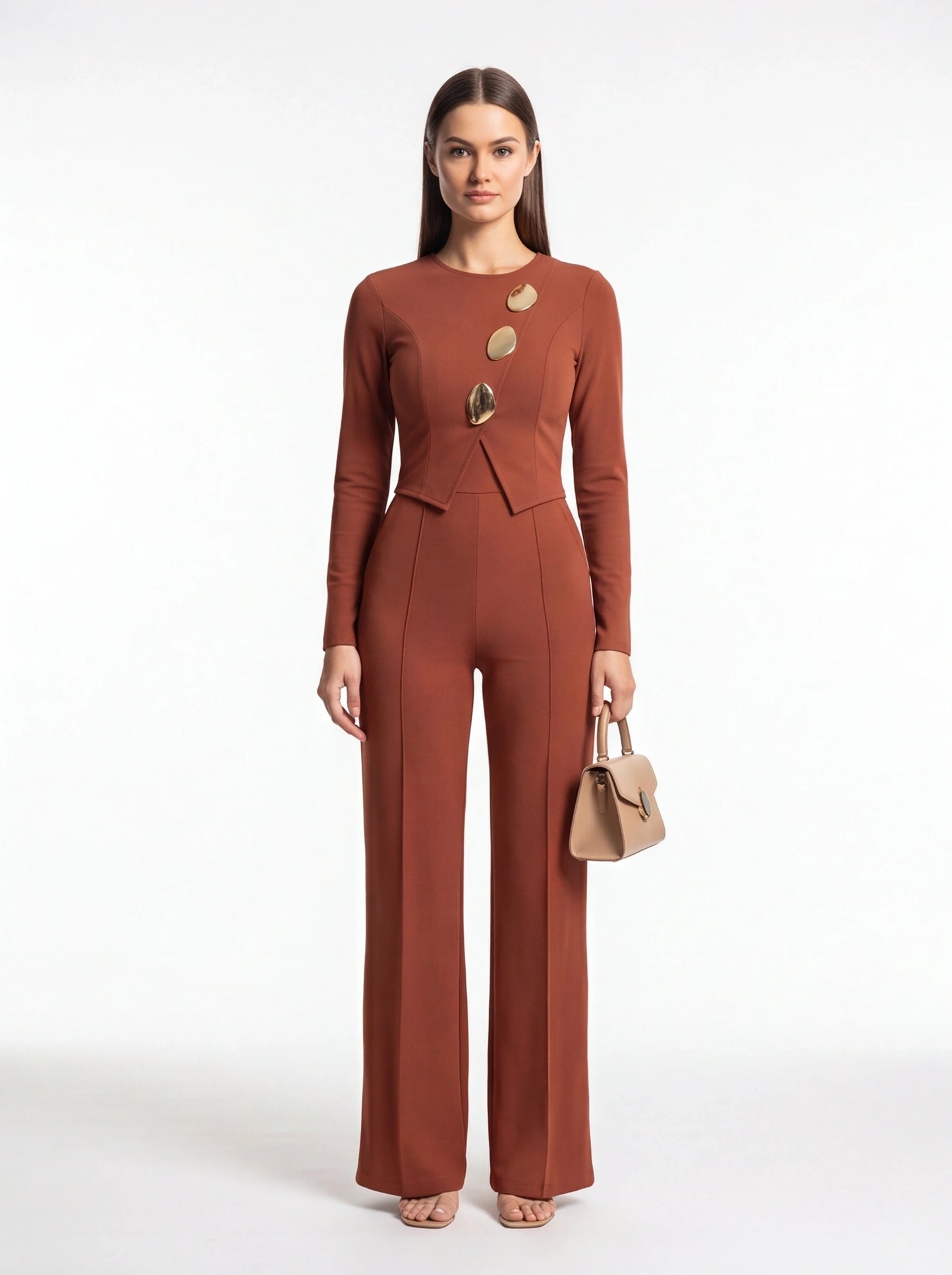 Elegant Stylish Jumpsuit with Pockets & Comfortable Fit for Commuting by Jamota One-Pieces Jumpsuits