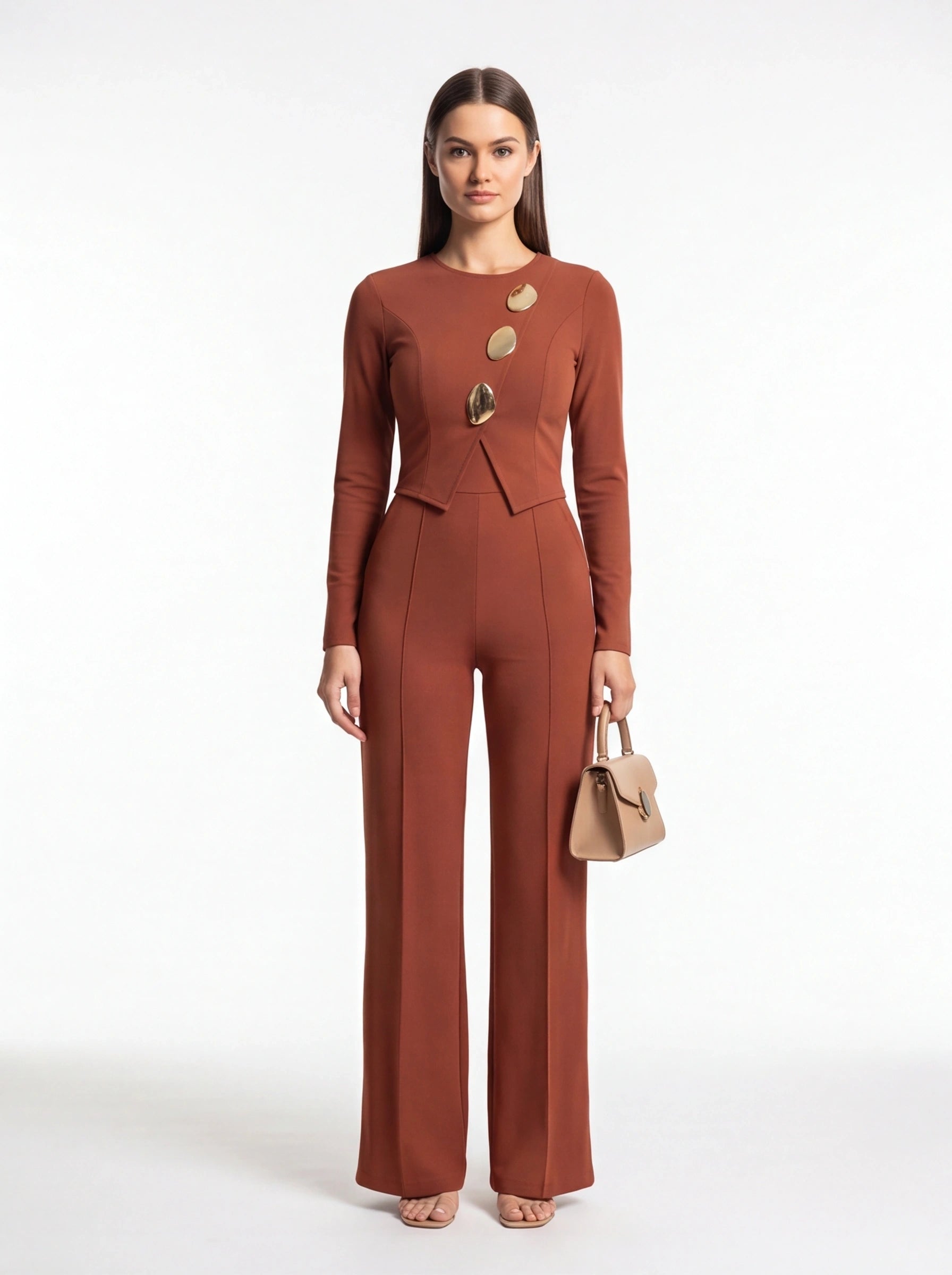Elegant Stylish Jumpsuit with Pockets & Comfortable Fit for Commuting by Jamota One-Pieces Jumpsuits