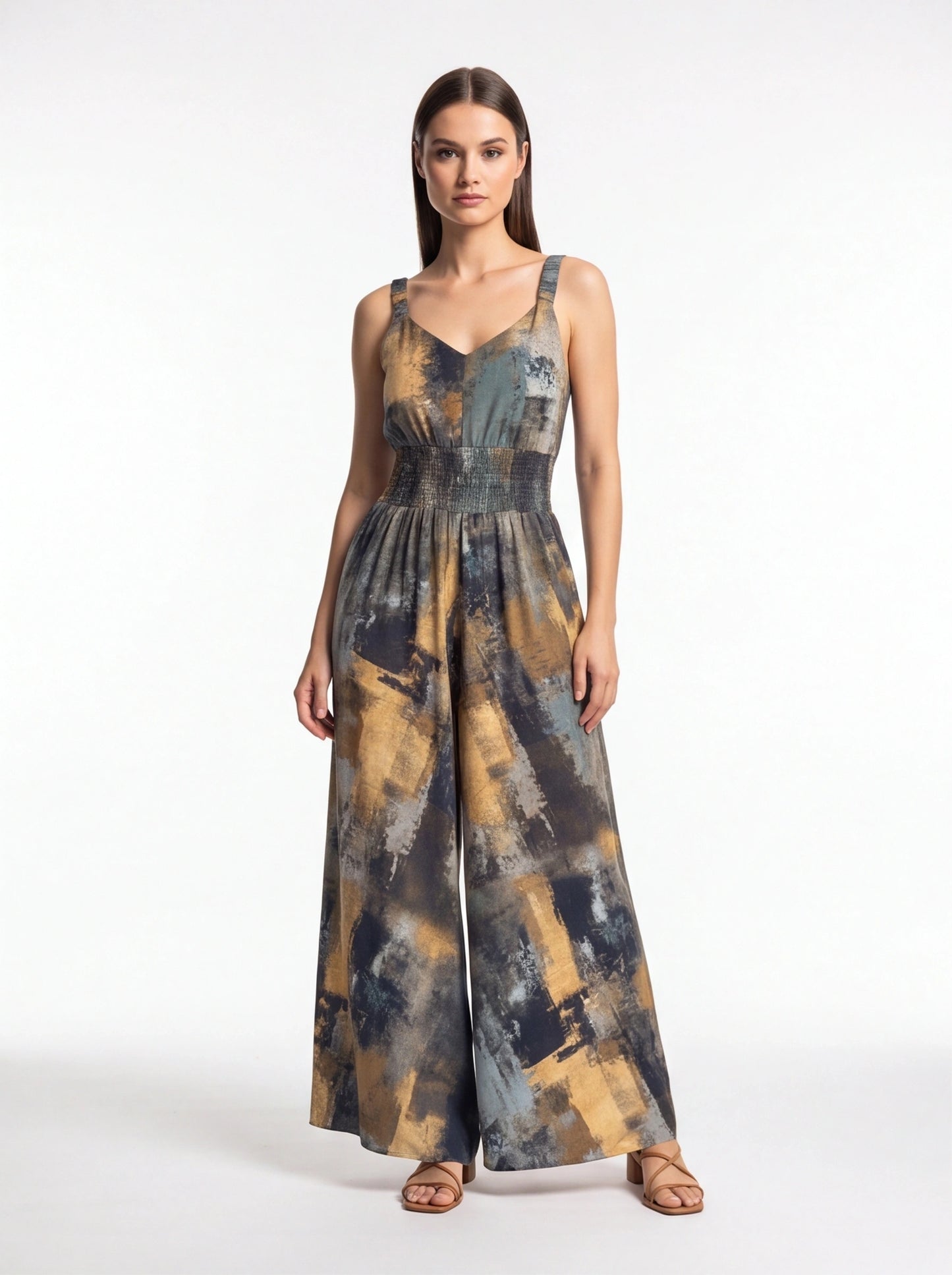 Stylish Wide-Leg Jumpsuit with Pockets and Adjustable Straps by Jamota One-Pieces Women's Jumpsuits