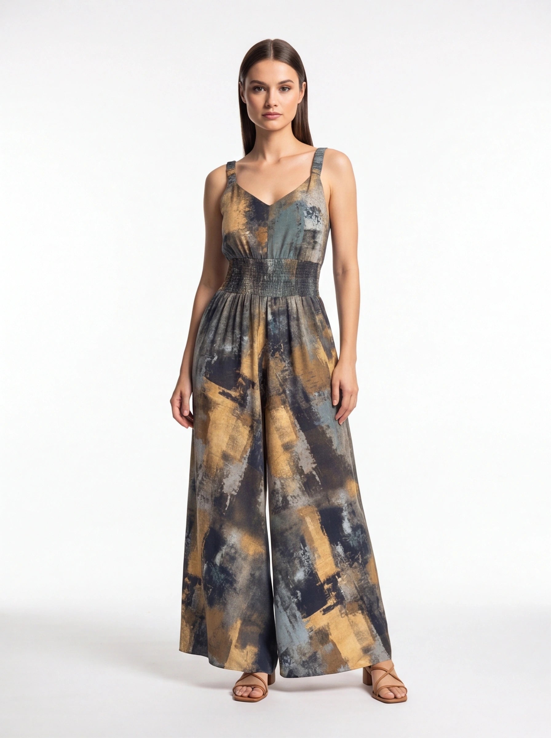 Stylish Wide-Leg Jumpsuit with Pockets and Adjustable Straps by Jamota One-Pieces Women's Jumpsuits