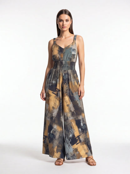 Stylish Wide-Leg Jumpsuit with Pockets and Adjustable Straps by Jamota One-Pieces Women's Jumpsuits