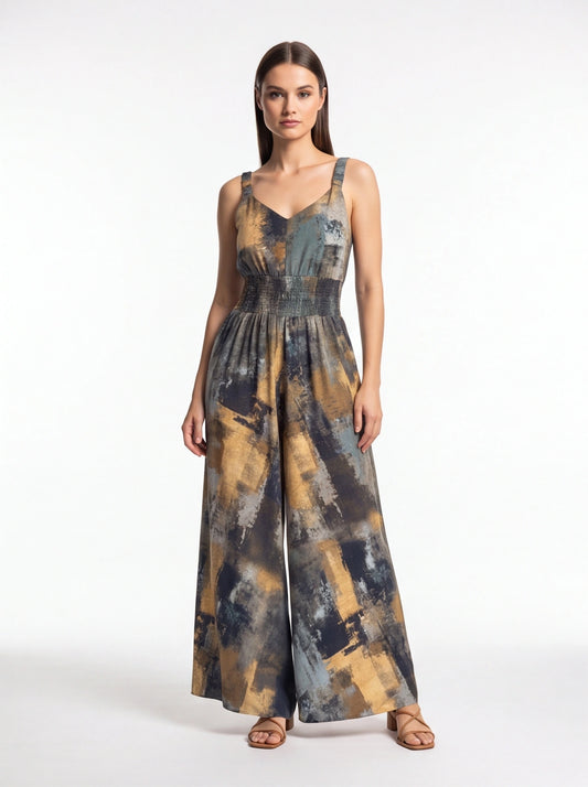 Stylish Wide-Leg Jumpsuit with Pockets and Adjustable Straps by Jamota One-Pieces Women's Jumpsuits