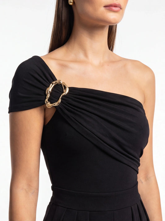 Elegant High-Waisted Wide Leg Jumpsuit with Pockets & Belted Waist - Jamota