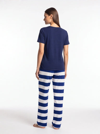Nautical Dreams Women's Pajama Set | Soft Fabric & Anchor Design - Jamota