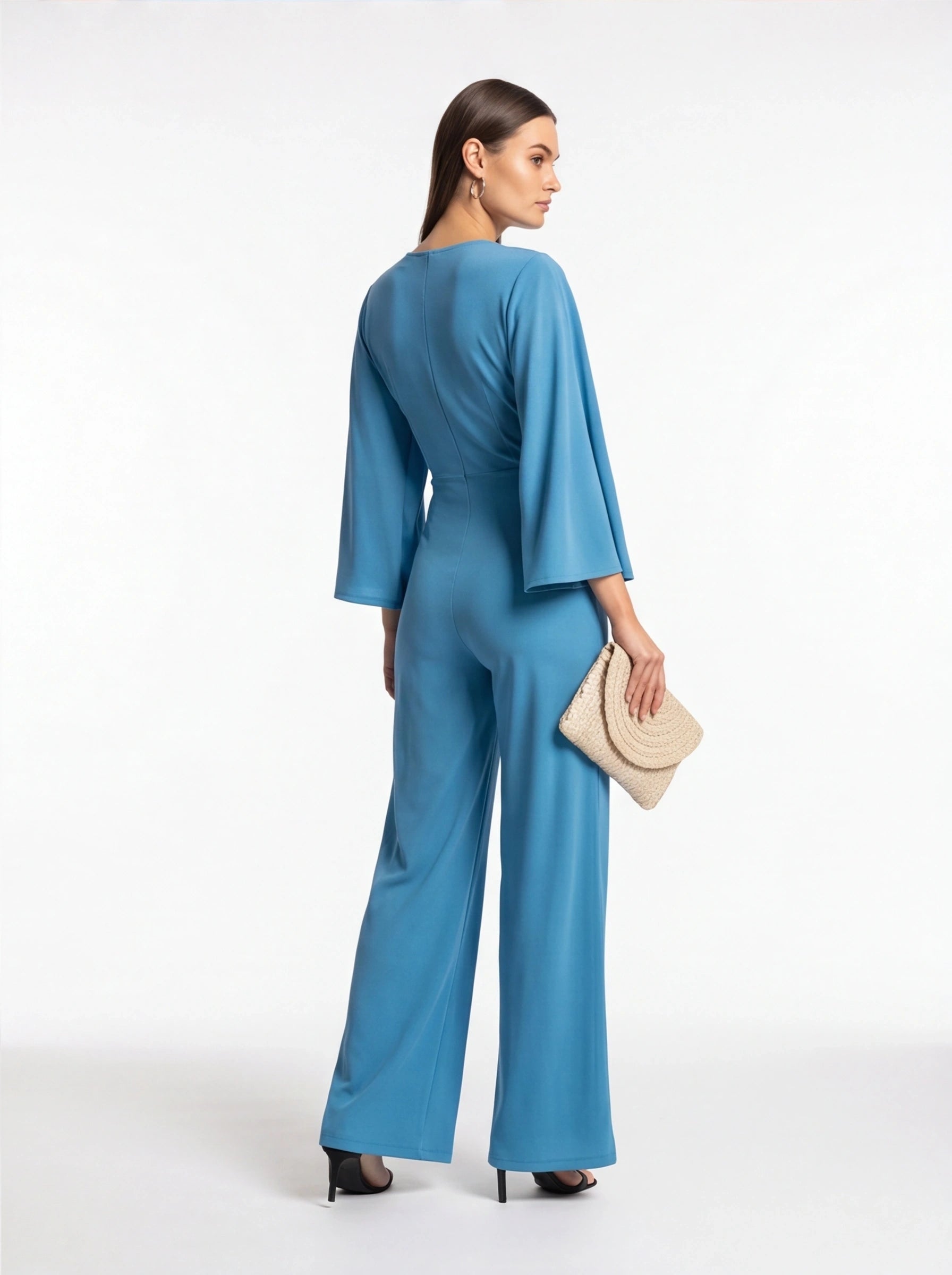 Elegant Plunge V-neck Jumpsuit for Women | Tailored Fit & Comfortable Fabric by Jamota One-Pieces Women's Jumpsuits & Rompers