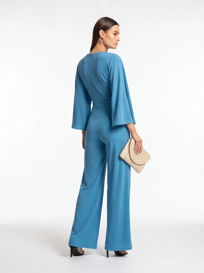 Elegant Plunge V-neck Jumpsuit for Women | Tailored Fit & Comfortable Fabric by Jamota One-Pieces Women's Jumpsuits & Rompers