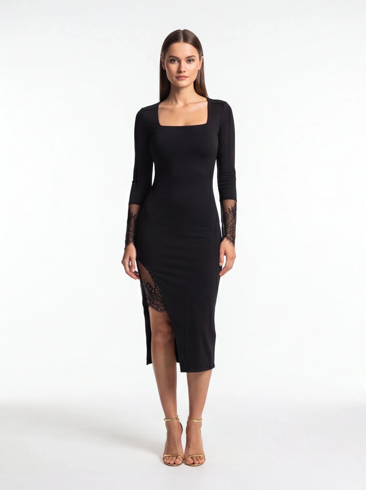 Elegant Chic Evening Dress with Lace Details and Flattering Fit by Jamota Dresses Women’s Dresses