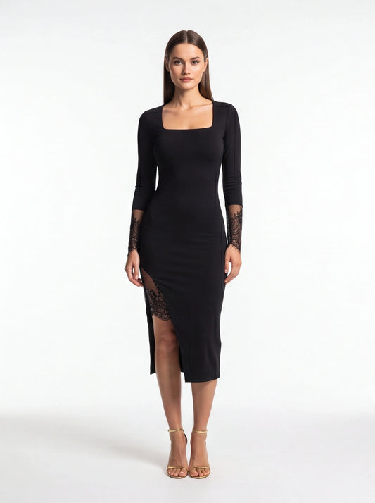 Elegant Chic Evening Dress with Lace Details and Flattering Fit by Jamota Dresses Women’s Dresses
