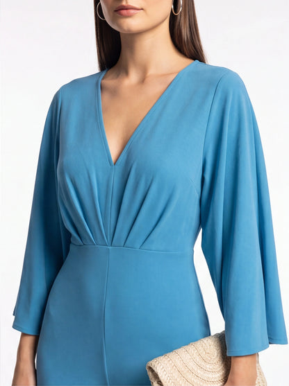 Elegant Plunge V-neck Jumpsuit for Women | Tailored Fit & Comfortable Fabric by Jamota One-Pieces Women's Jumpsuits & Rompers