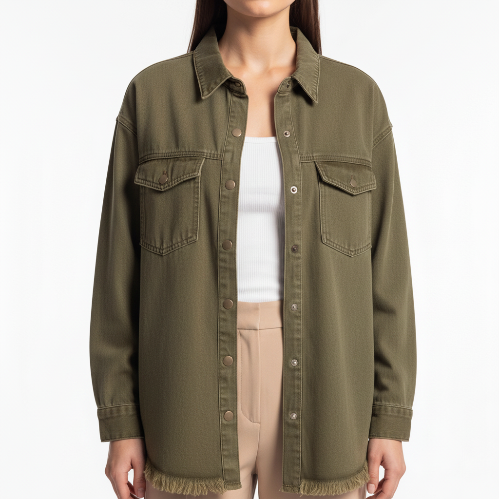 Stylish Relaxed Denim Blouse with Button Details and Soft Fabric by Jamota Blouses Blouses