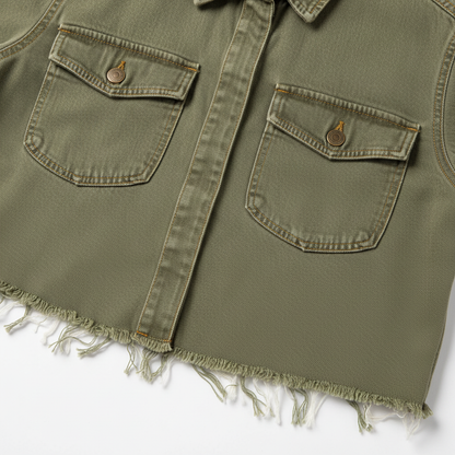 Stylish Relaxed Denim Blouse with Button Details and Soft Fabric by Jamota Blouses Blouses