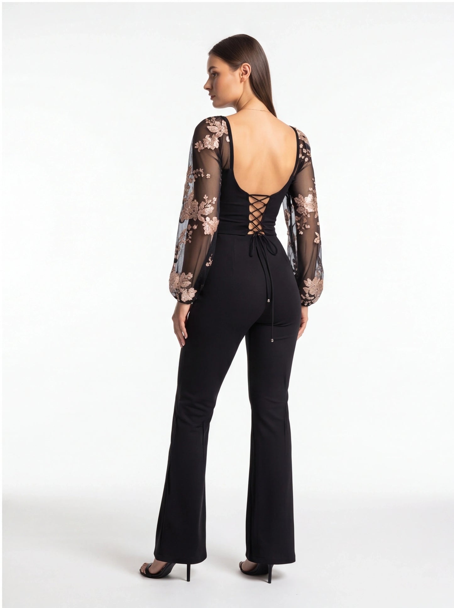 Elegant Flared Jumpsuit with Pockets and Adjustable Straps by Jamota One-Pieces Jumpsuits & Rompers