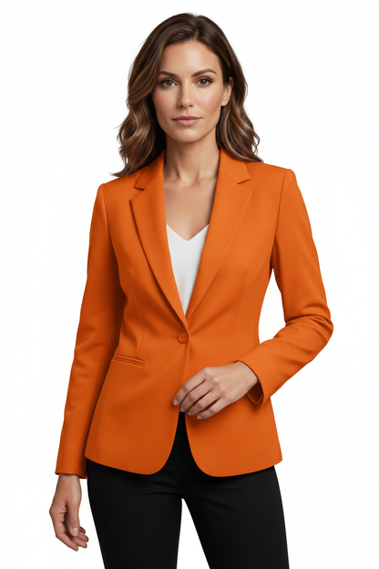 Elegant Tailored Slim Fit Blazer with Padded Shoulders & Pocket Detail by Jamota Blazers