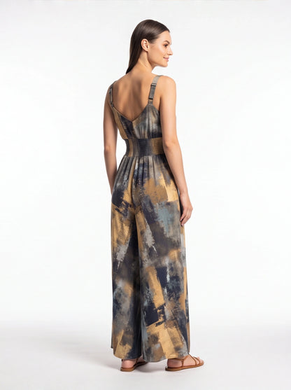 Stylish Wide-Leg Jumpsuit with Pockets and Adjustable Straps by Jamota One-Pieces Women's Jumpsuits
