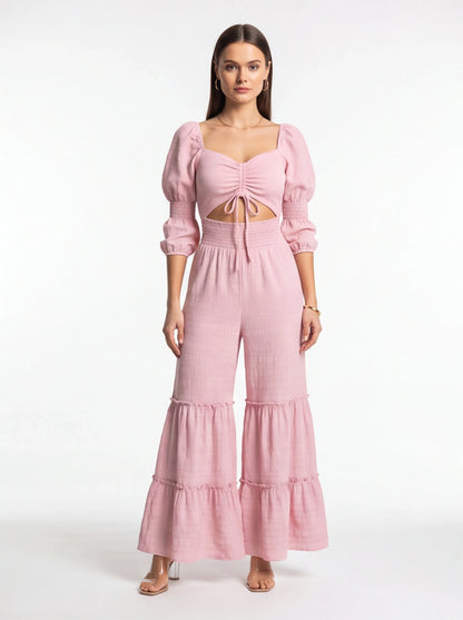 Elegant Wide-Leg Jumpsuit for Women with Pockets & Adjustable Straps by Jamota One-Pieces Jumpsuits