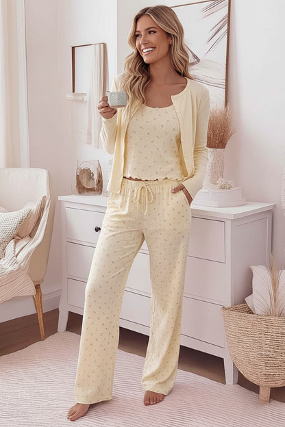 Floral Pajama Set | Soft Cami & Cardigan with Pockets | Cozy Loungewea by Jamota Pajamas Pajamas