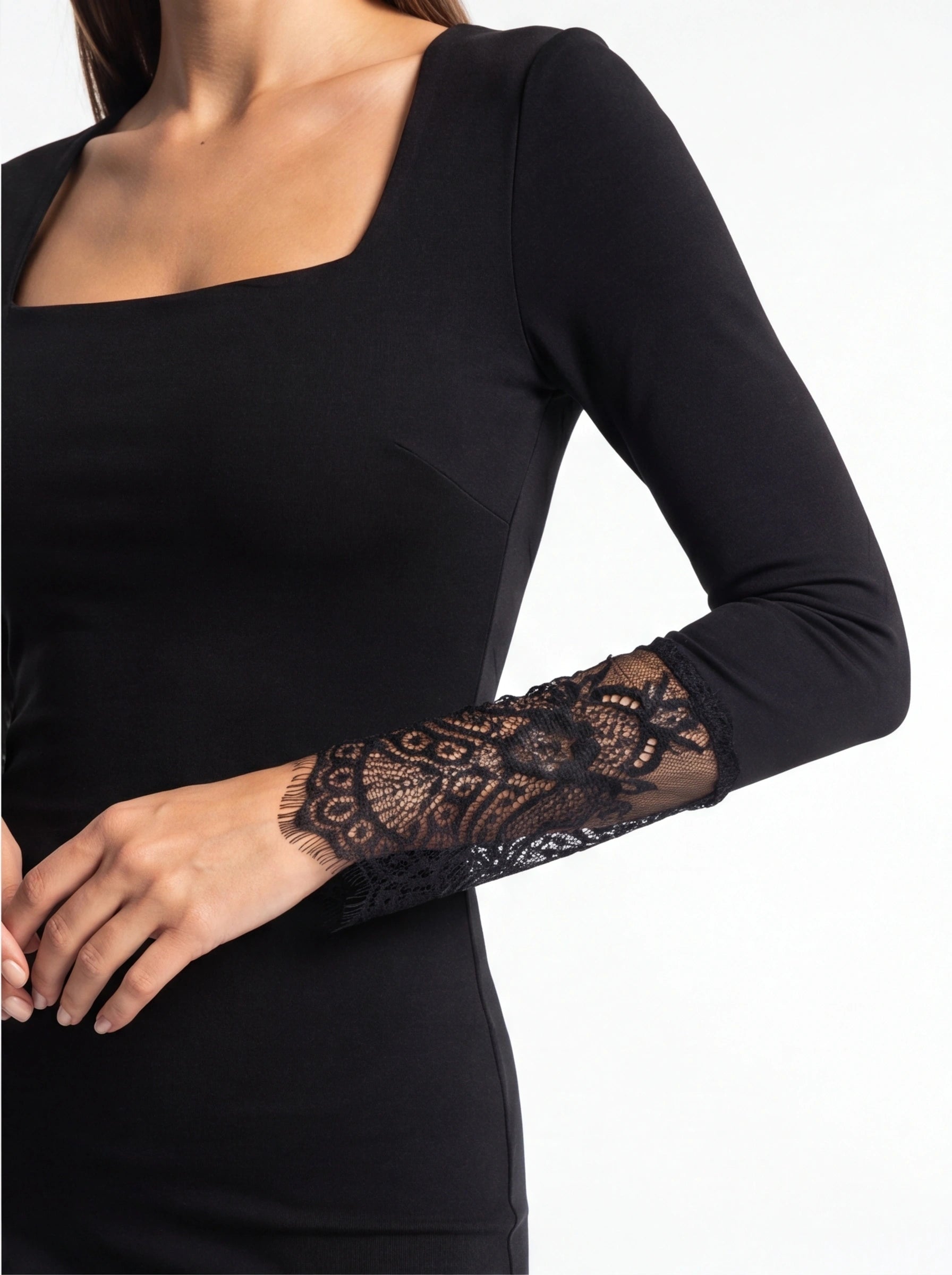 Elegant Chic Evening Dress with Lace Details and Flattering Fit by Jamota Dresses Women’s Dresses